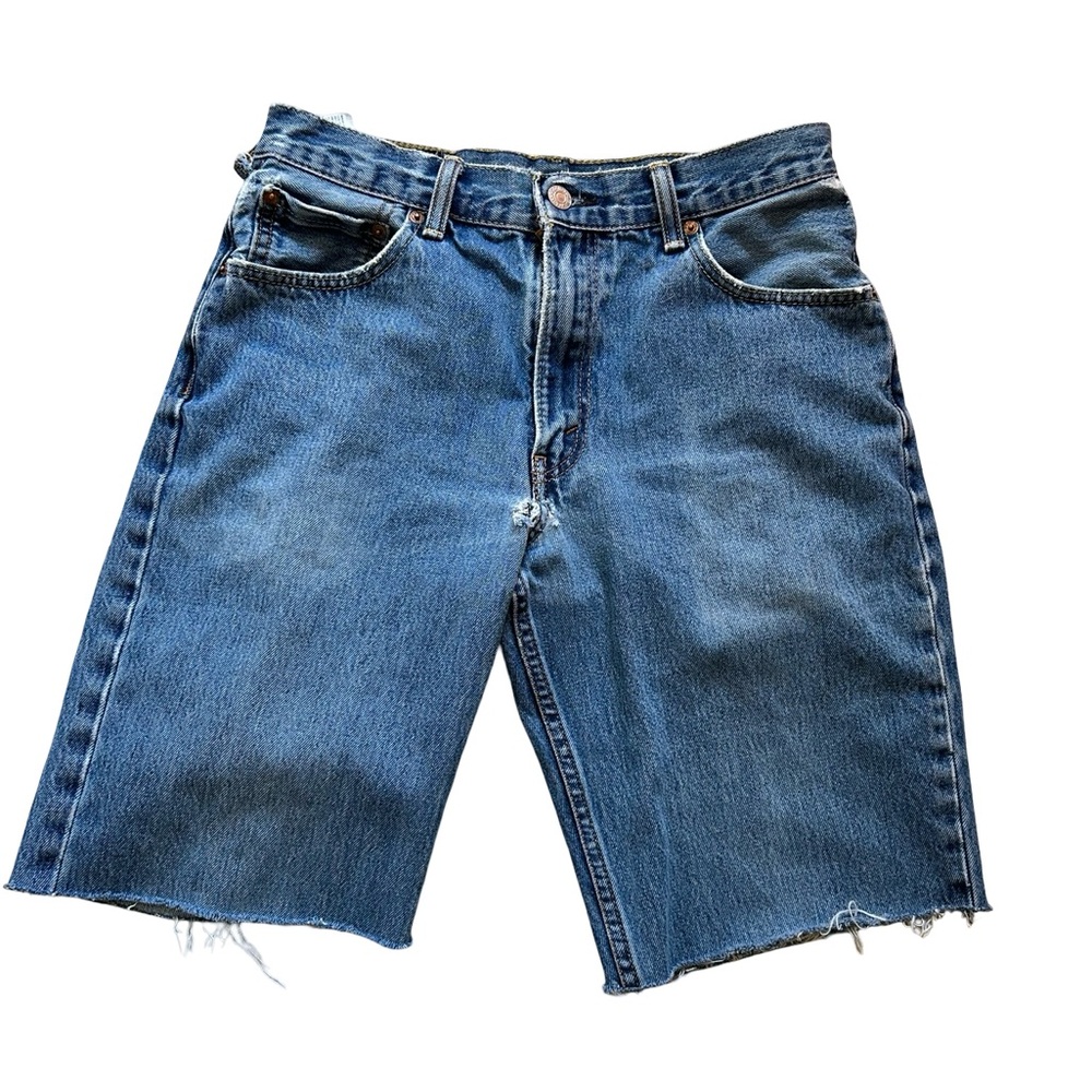 Men’s 550 Levi’s Cutoff Denim Bermuda High Waist Distressed Jeans Shorts Size 30 - Picture 7 of 15